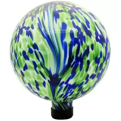 Gardener Select 10" Blue Green Abstract Planet Glass Garden Globe