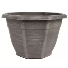 Grower Select 11.00 Octagon Planter Aged Cappuccino Tan Brush on Brown 1.64gal - 11in OD x 7.5in H x 6.37 BD 45/CS