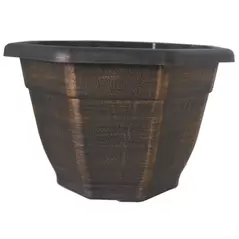 Grower Select 11.00 Octagon Planter Gold Brush on Black 1.64gal 45/CS - 11in OD x 7.5in H x 6.37 BD