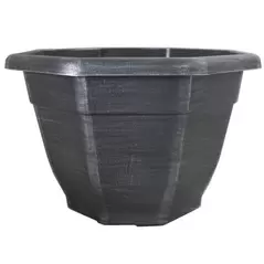 Grower Select 11.00 Octagon Planter Silver Brush on Black 1.64gal 45/CS - 11in OD x 7.5in H x 6.37 BD