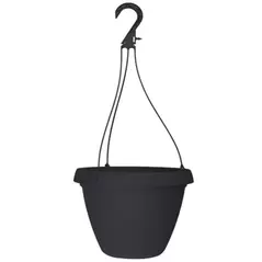 Grower Select 10.50 Cove Combo Hanging Basket, with Hanger, Black, 66 per Case, 10.51in OD x 6.75in H, 1.68Gallon