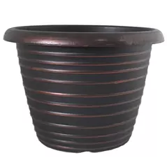 Grower Select 13.00 Stout Round Full Rings Copper Brush on Black 2.94gal 15/CS - 13.3in OD x 9.5in H x 8in BD