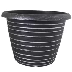 Grower Select 13.00 Stout Round Full Rings Silver Brush on Black 2.94gal 15/CS - 13.3in OD x 9.5in H x 8in BD