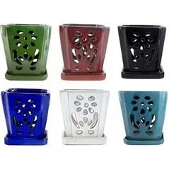 MCarr 6PC 8" Tall Floral Orchid Pot Mixed Asst