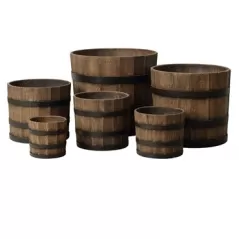 MCarr 48PC Whiskey Barrel Planter Plt Brown Oak