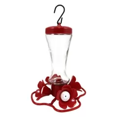 Classic 8oz Impatiens Glass Hummingbird Feeder 4 Ports