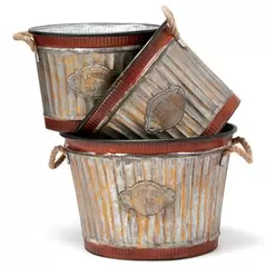Deer Park Corrugated Oval Tub Planters Set of 3