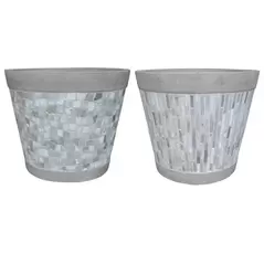 MCarr 32pc Light Cement Mosaic Round Planter Pallet
