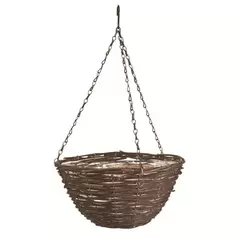 Panacea 14" Black Rattan Natural Hanging Basket