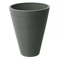 Algreen 11"x14" Round Ribbed Planter Charcoal