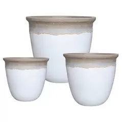 MCarr 3pc Flat Rim Planter Pallet Volcanic White