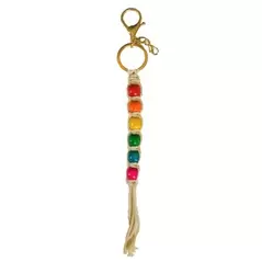 Primitive Rainbow Macrame Key Chain
