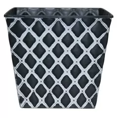 Southern Patio 7.5" Quilted Square Planter Black & White