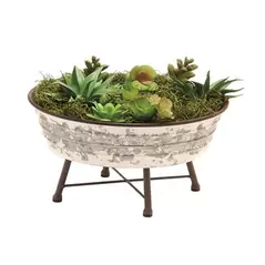 Deer Park Large Succulent Planter Silver White