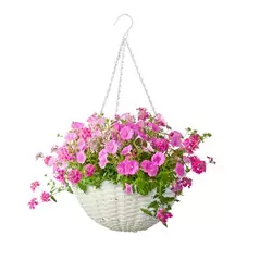 Panacea 14" Resin Woven Hanging Basket White