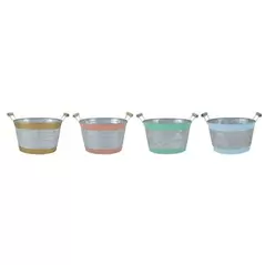 VCS 9" Galvanized Oval Planter With Pastel Stripes