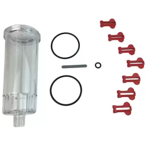 Parts Pak T2C-075/100 - 7 Red Tabs - 2 Bowl O-Rings - 1 Purge O-Ring - 1 Pin - 1 Clear Bowl