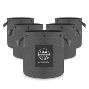 Heavy Duty Reusable Fabric Pots - 5 Gallon - 5-Pack