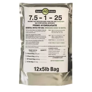 7.5-1-25 Organic Fish Fertilizer Made From Cod Fish Hydrolysate Case (5lb-12 Bags)