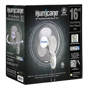 Supreme Oscillating Wall Mount Fan 16" - Hurricane®