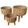 Primitive 3pc Basket Planters w/ Wooden Legs