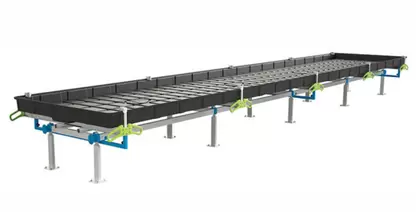 BOTANICARE SLIDE BENCH: 4FT WIDE x 17.5FT LONG x 20IN HIGH, TRILOCK