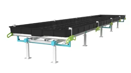 BOTANICARE SLIDE BENCH: 4FT WIDE x 30.5FT LONG x 30IN HIGH, TRILOCK