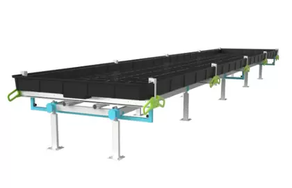 BOTANICARE SLIDE BENCH: 4FT WIDE x 17.5FT LONG x 30IN HIGH, TRILOCK