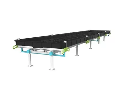 BOTANICARE SLIDE BENCH: 4FT WIDE x 10.5FT LONG x 20IN HIGH, TRILOCK