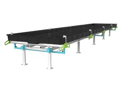 BOTANICARE SLIDE BENCH: 4FT WIDE x 18.5FT LONG x 20IN HIGH, TRILOCK