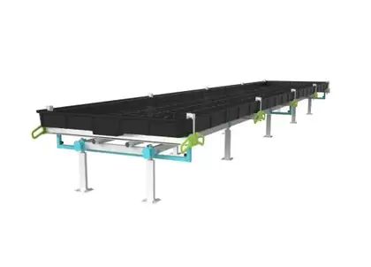 BOTANICARE SLIDE BENCH: 4FT WIDE x 14.5FT LONG x 30IN HIGH, TRILOCK