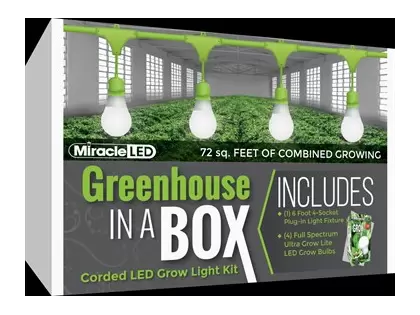 Miracle LED Greenhouse in a Box LED Grow Light Kit, 6-Foot Length, with 4 Ultra Grow Lite Full Spectrum Grow Bulbs