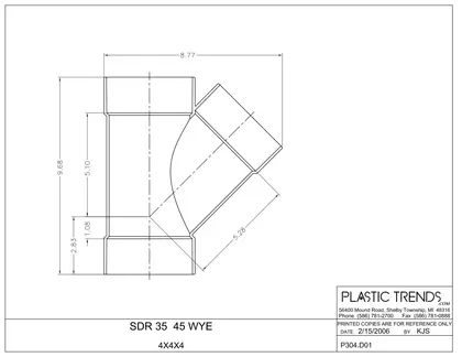 Plastic Trends Wye, Hub PVC P Series Sdr-35 45° | 4P08