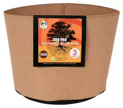 Gro Pro Essential Round Fabric Pot - Tan 3 Gallon (72/Cs)
