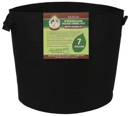 Gro Pro Premium Round Fabric Pot w/ Handles 7 Gallon - Black (84/Cs)