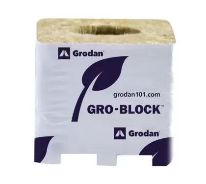 Grodan Improved 4 Block, 3Inches x 3Inches x 2.5Inches, no hole, shrink wrapped, on strip, case of 384