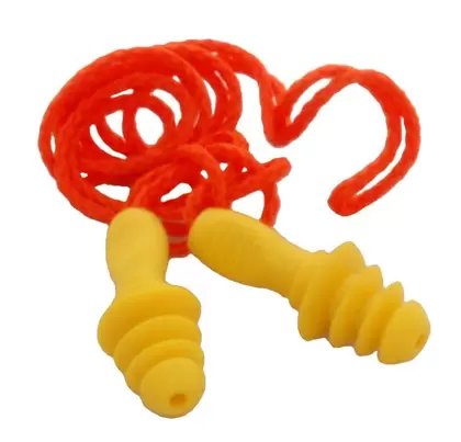 Easy-Fit Ear Plugs with Corded Nylon Neck String 100 Pairs Count Box