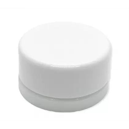 9cc White Glass Jar with Child Resistant Cap - 64 jars/tray - SW Packaging
