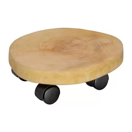 TDI Round Natural Wood Plant Caddy