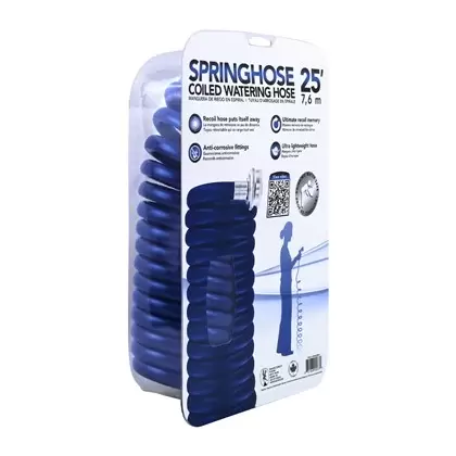 Plastair Springhose Coiled Water Hose 25' Blue