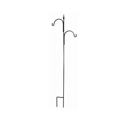 AGW 90"x24" Square Tall Offset Shepherd Hook w/ Finial Matte Black