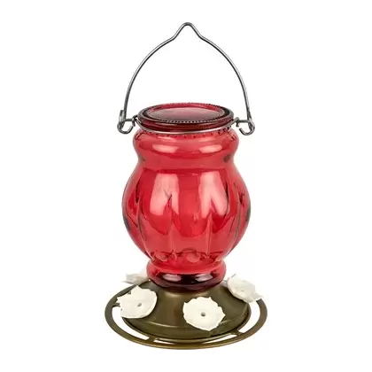 Natures Way 25oz Antique Glass Hummingbird Feeder Ruby Visions