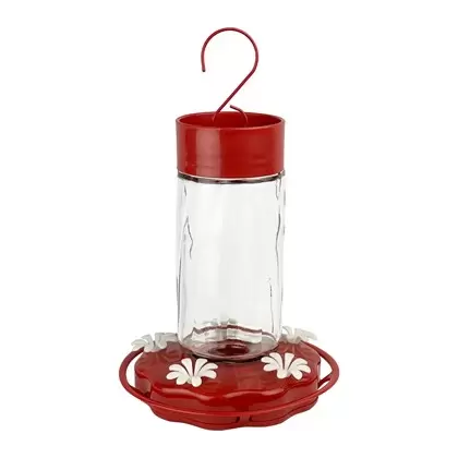Natures Way 20oz Glass Hummingbird Feeder Scarlet Swirl