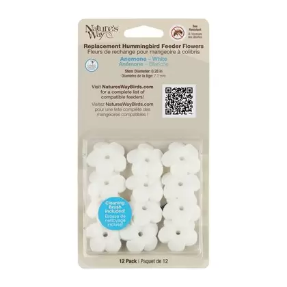 Natures Way Hummingbird Replacement Flowers w/ Cleaning Brush White Anemone