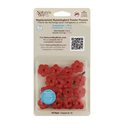 Natures Way Hummingbird Replacement Flowers w/ Cleaning Brush Red Impatiens