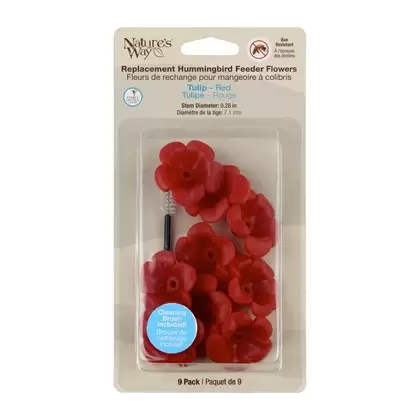 Natures Way Hummingbird Replacement Flowers w/ Cleaning Brush Red Tulip