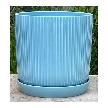 PHG 5"x5.5" Fluted Cylinder Planter Pastel Light Blue 8/CS