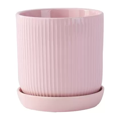 PHG 11"x11.5" Dotted Cylinder Planter Baby Pink 2/CS