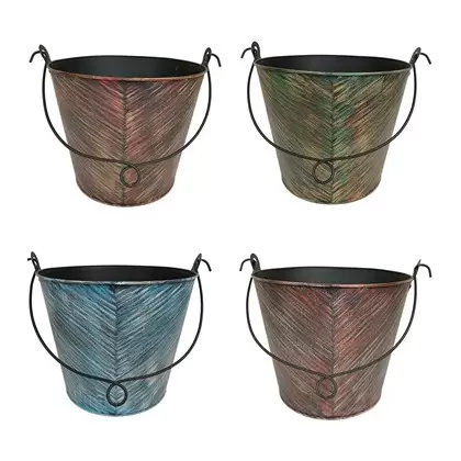 VCS 10" Pail Planter w/ Striped Paint