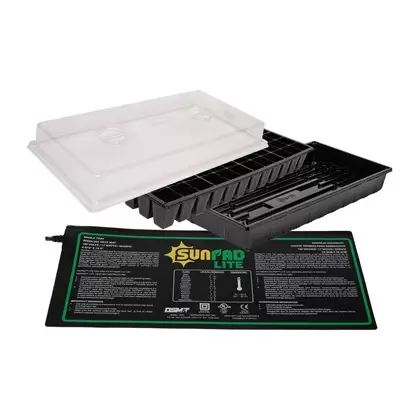 SunDome Seed Starting System - Includes 2" Humidity Dome, 72-Cell Seedling Insert, 11"x21" Watertight Base Tray 8 7/8"x19 1/2" SunPad Lite Seedling Heat Mat